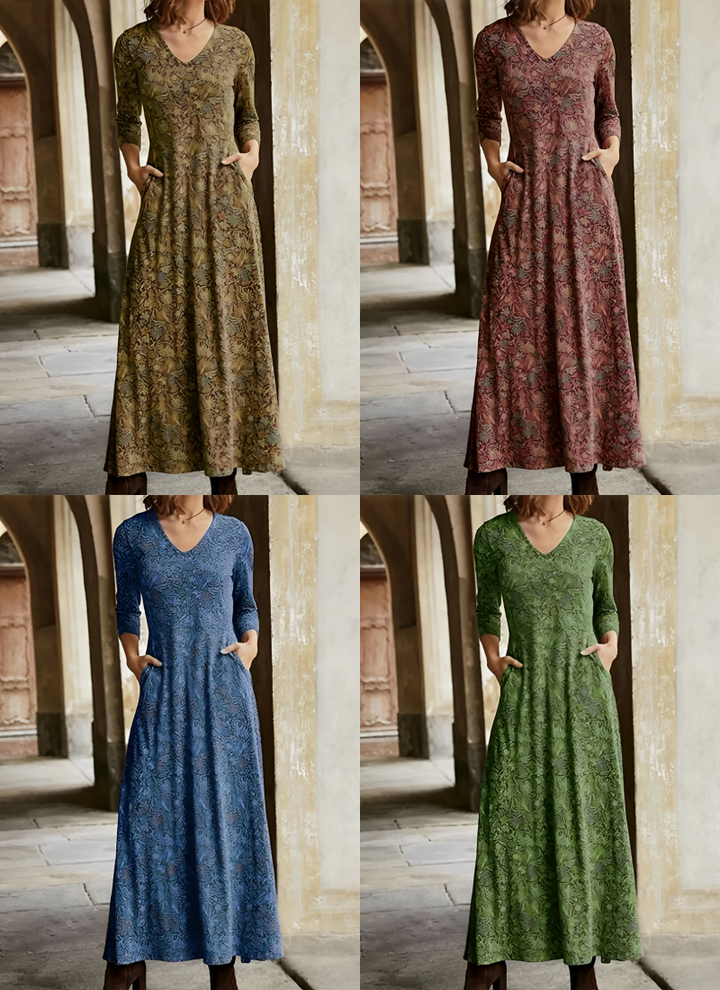Adeline | Lang geschnittenes Kleid mit Vintage-Muster