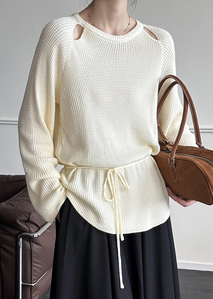 Beiger Strickpullover | Tailliert & mit O-Ausschnitt