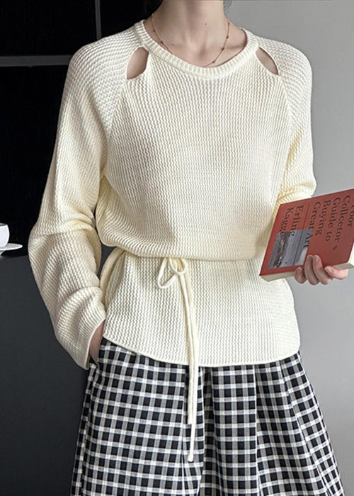 Beiger Strickpullover | Tailliert & mit O-Ausschnitt
