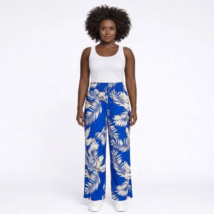 Blaue Gemusterte Weite Hosen | Lara