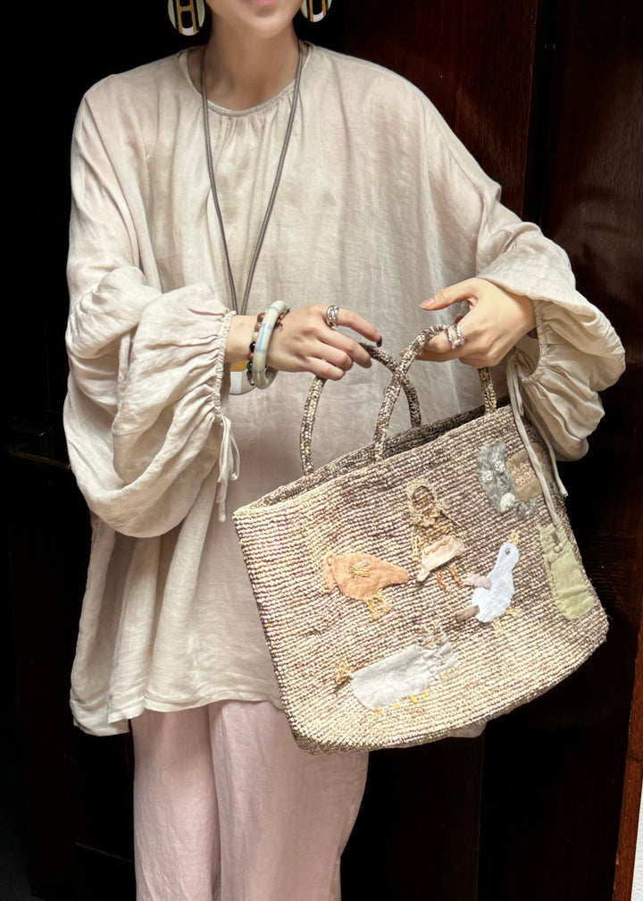 Boutique | Leinenoberteil mit Laternenärmeln in Grau