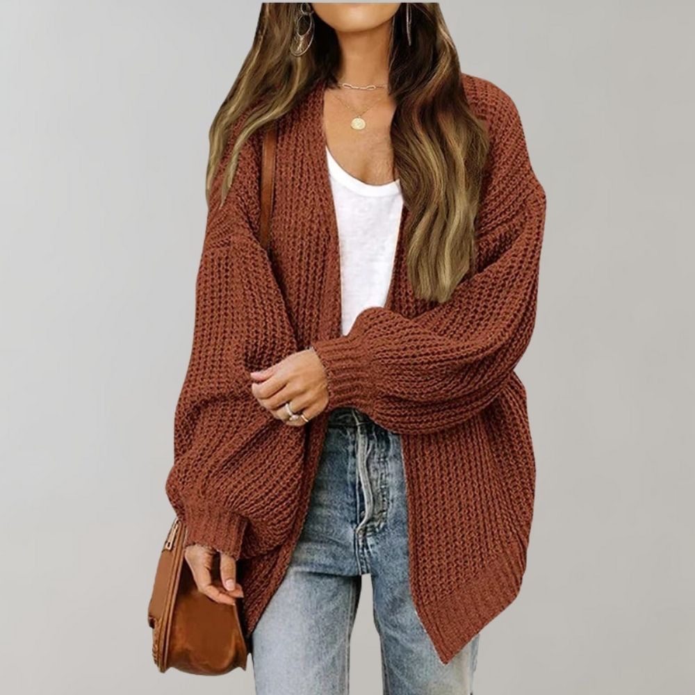 Elena | Casual Cardigan Damen offen aus grobem Strick