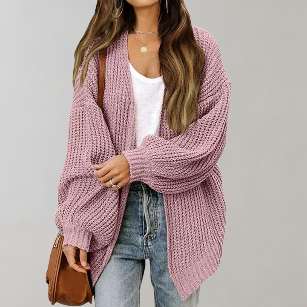 Elena | Casual Cardigan Damen offen aus grobem Strick