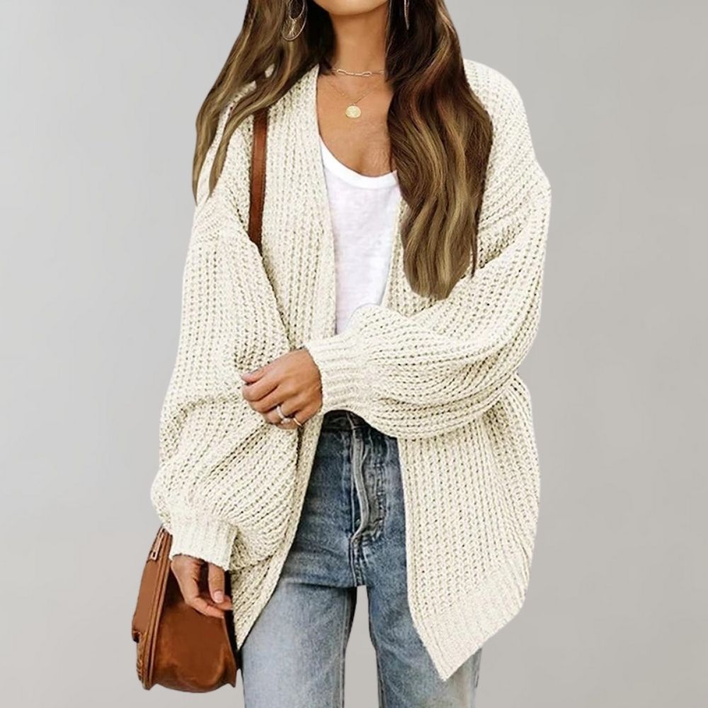 Elena | Casual Cardigan Damen offen aus grobem Strick