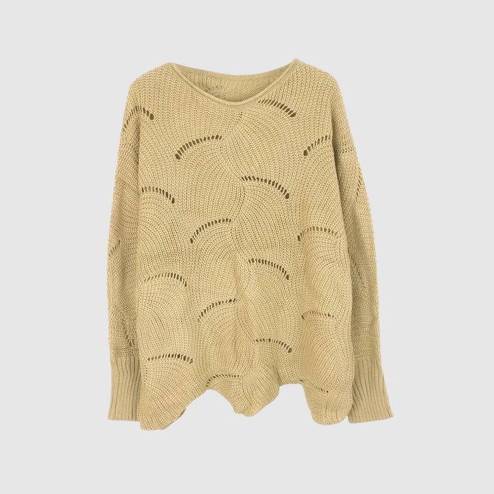 Lässiger Rundhalspullover mit gestricktem Saum