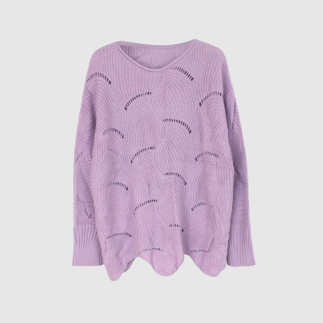 Lässiger Rundhalspullover mit gestricktem Saum