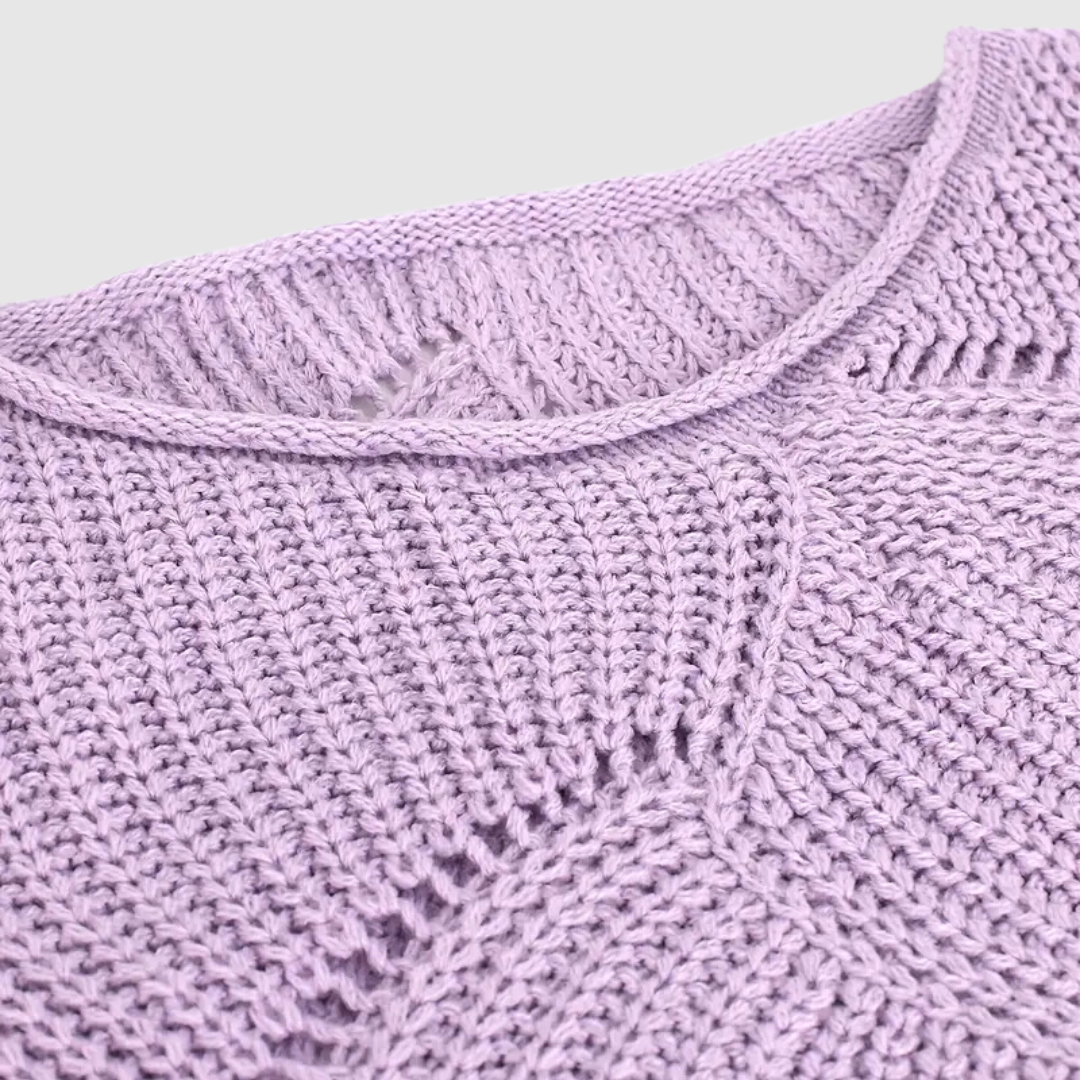 Lässiger Rundhalspullover mit gestricktem Saum