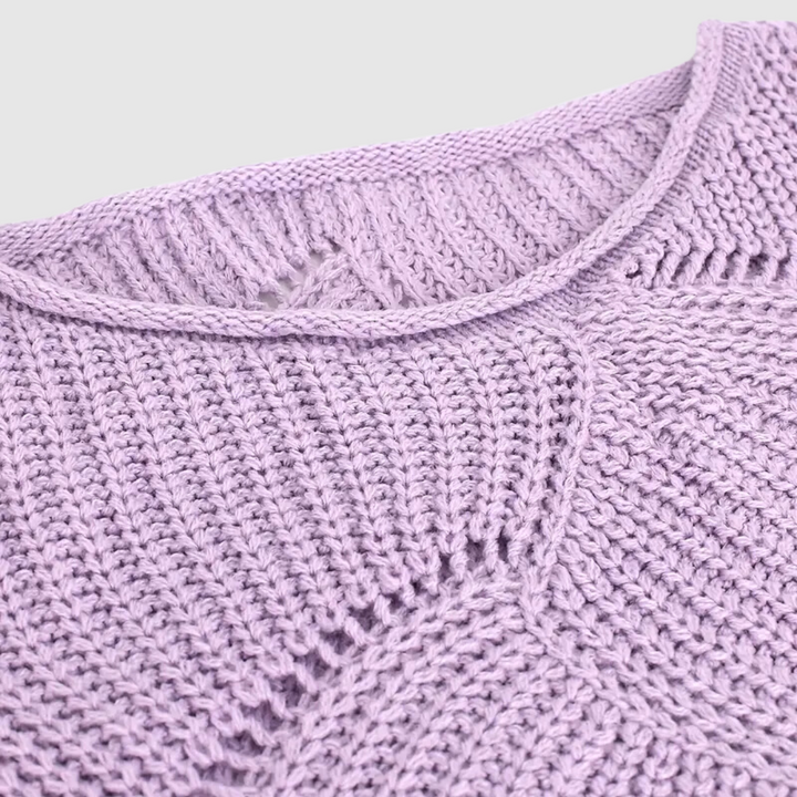 Lässiger Rundhalspullover mit gestricktem Saum