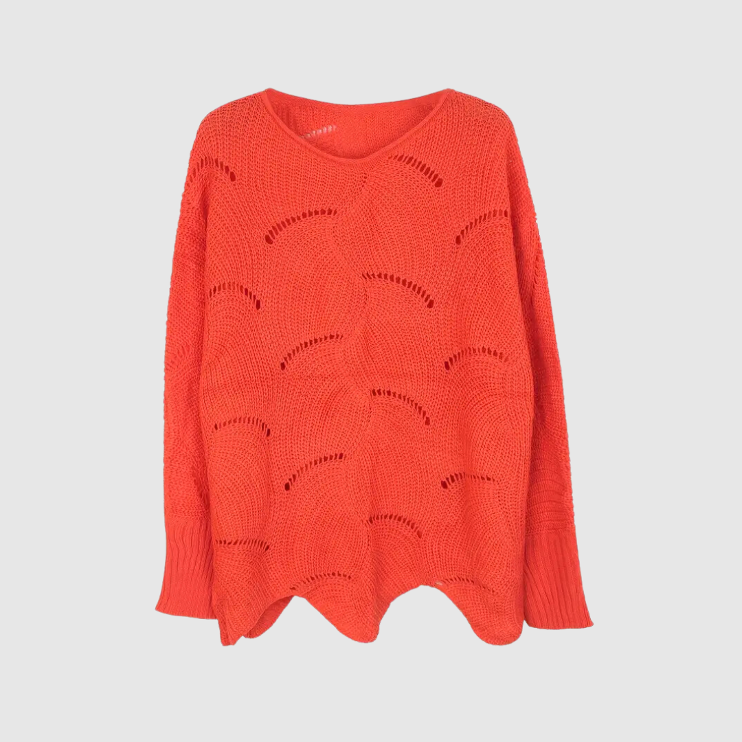 Lässiger Rundhalspullover mit gestricktem Saum