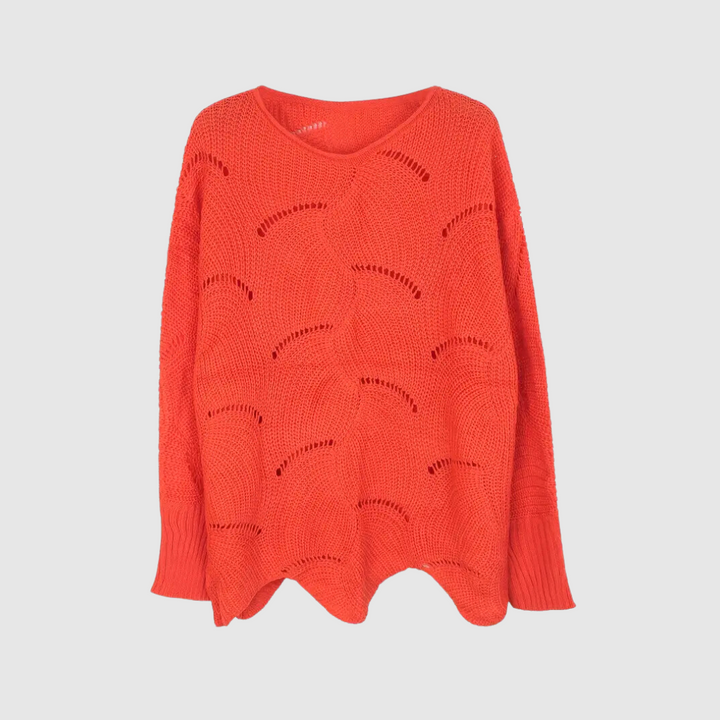 Lässiger Rundhalspullover mit gestricktem Saum