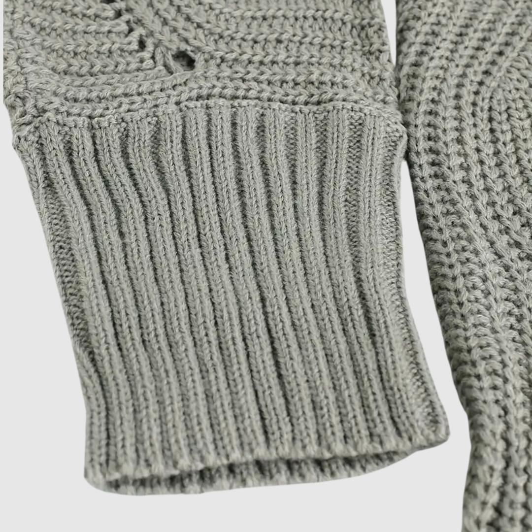 Lässiger Rundhalspullover mit gestricktem Saum