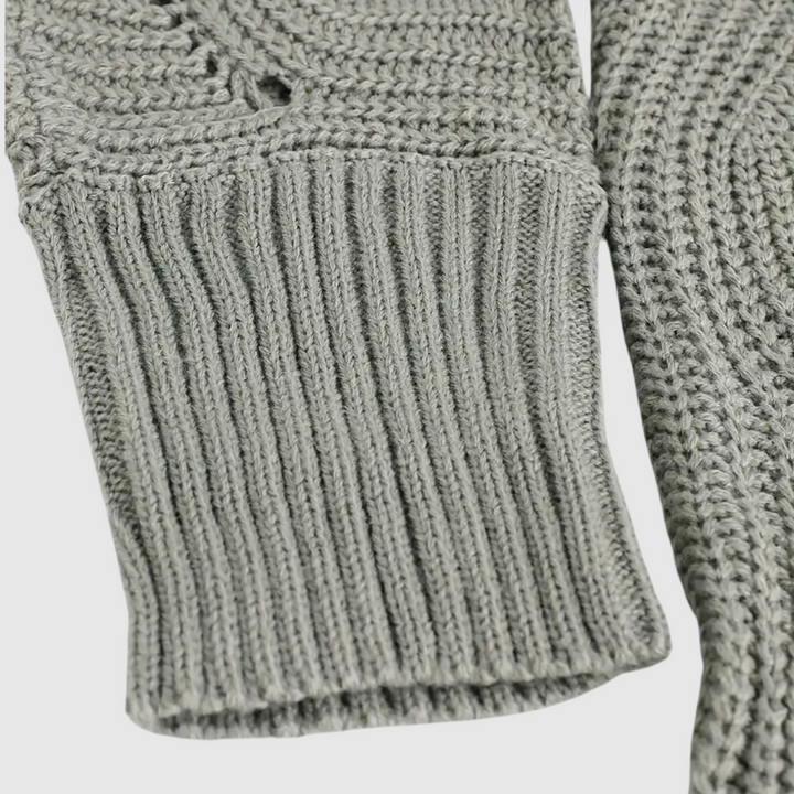 Lässiger Rundhalspullover mit gestricktem Saum