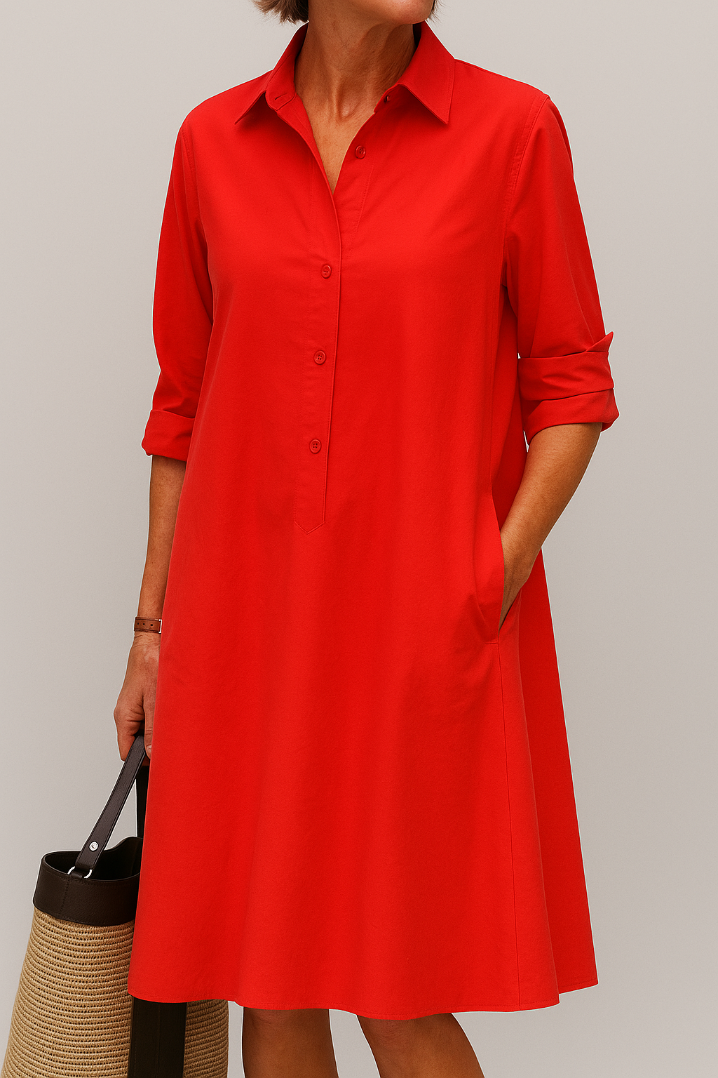 Barbara | Knopfkleid Hochwertiger Stoff