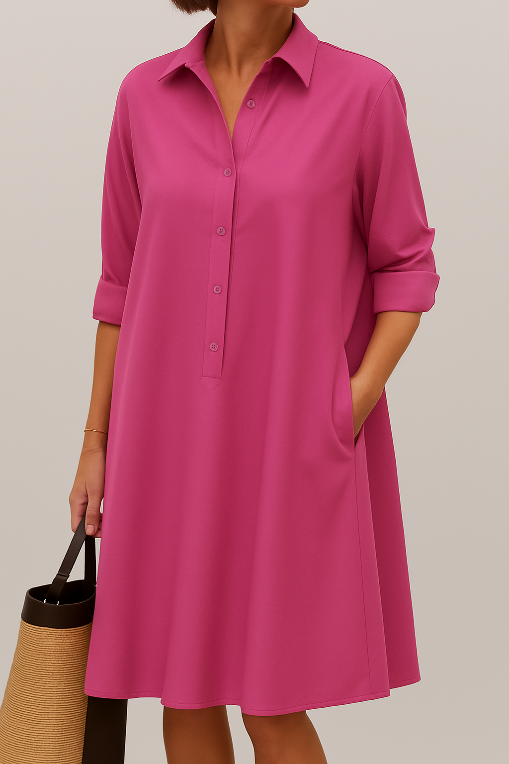 Barbara | Knopfkleid Hochwertiger Stoff