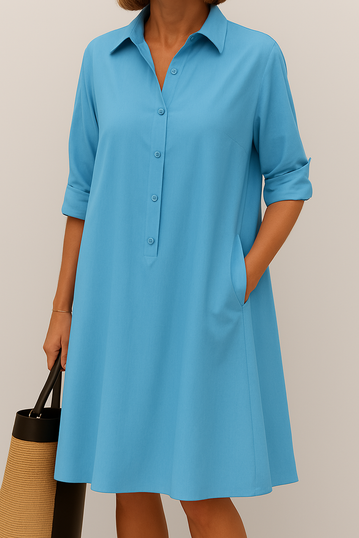 Barbara | Knopfkleid Hochwertiger Stoff
