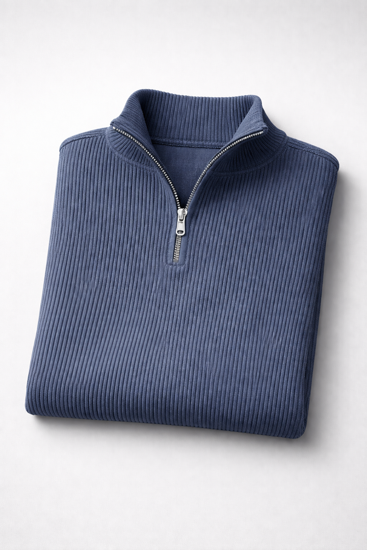 Jonas | Modischer Strickpullover mit halbem Reißverschluss