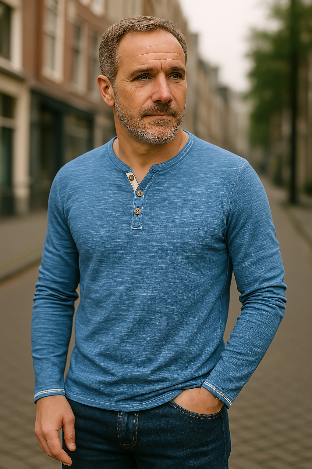 Lukas | Herren Langarmshirt mit V-Ausschnitt