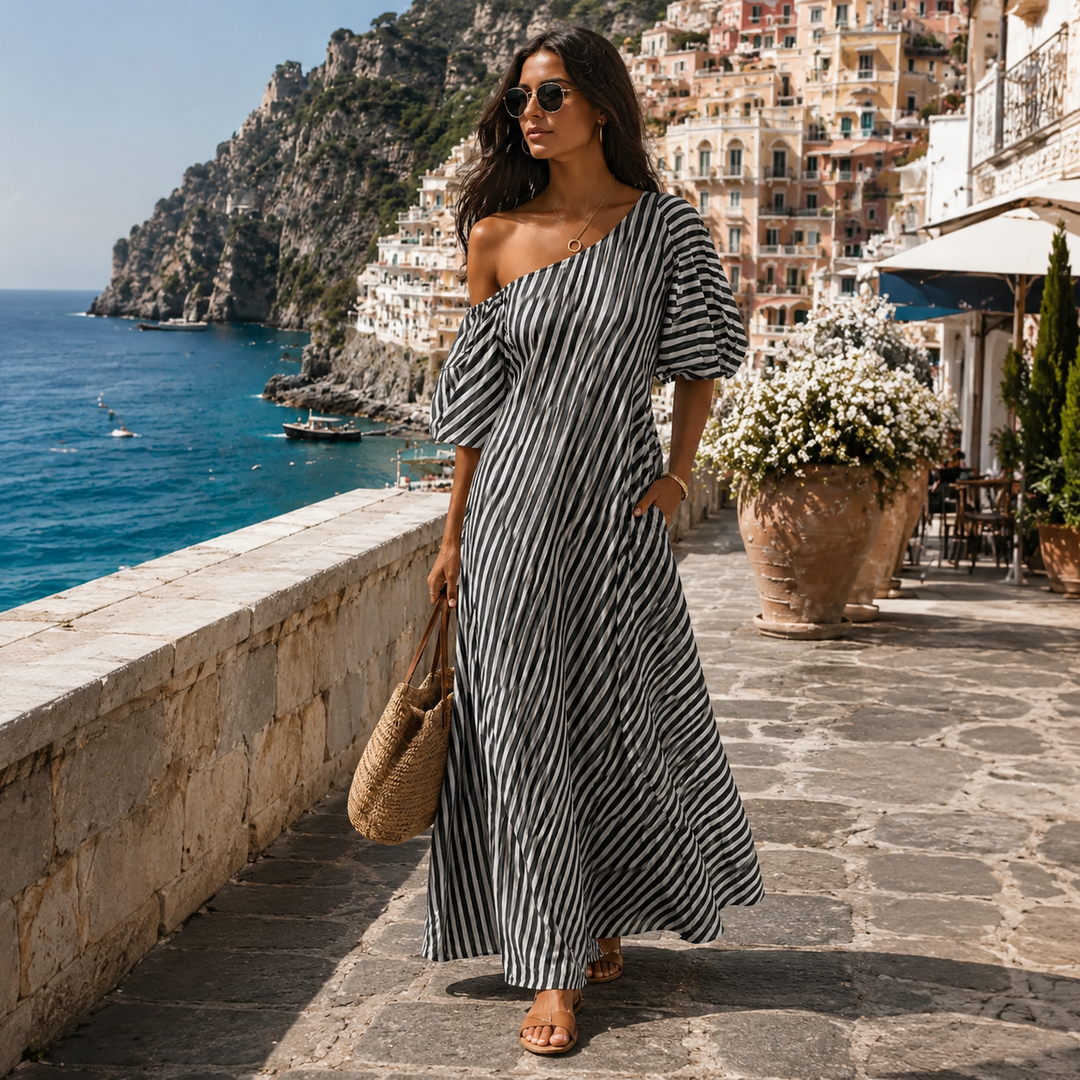 Mia | Maxikleid Mit Asymmetrischem Ausschnitt