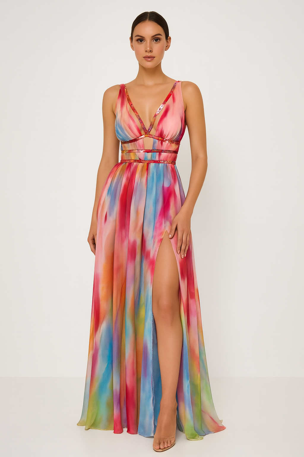 Marla | Maxikleid mit stilvollem Malerei-Print