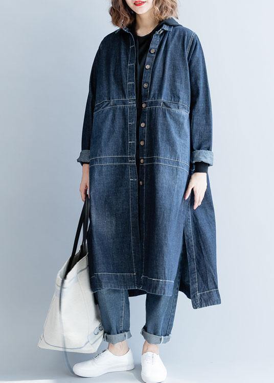 Chic Seite offen Fein Mäntel Frauen Denim blau lose Jacken fallen