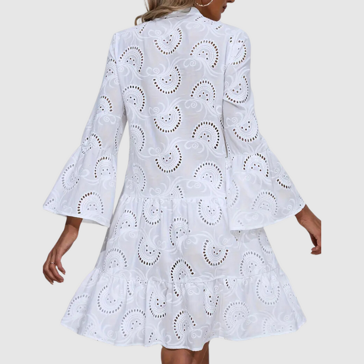Baumwollkleid | V-Ausschnitt & Knöpfe für Frühling