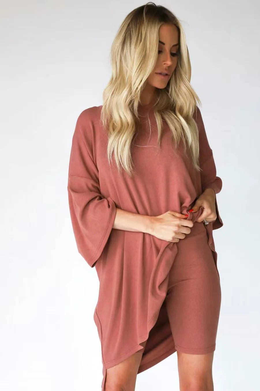 Loafer Hemd und Shorts Lounge Set für Damen