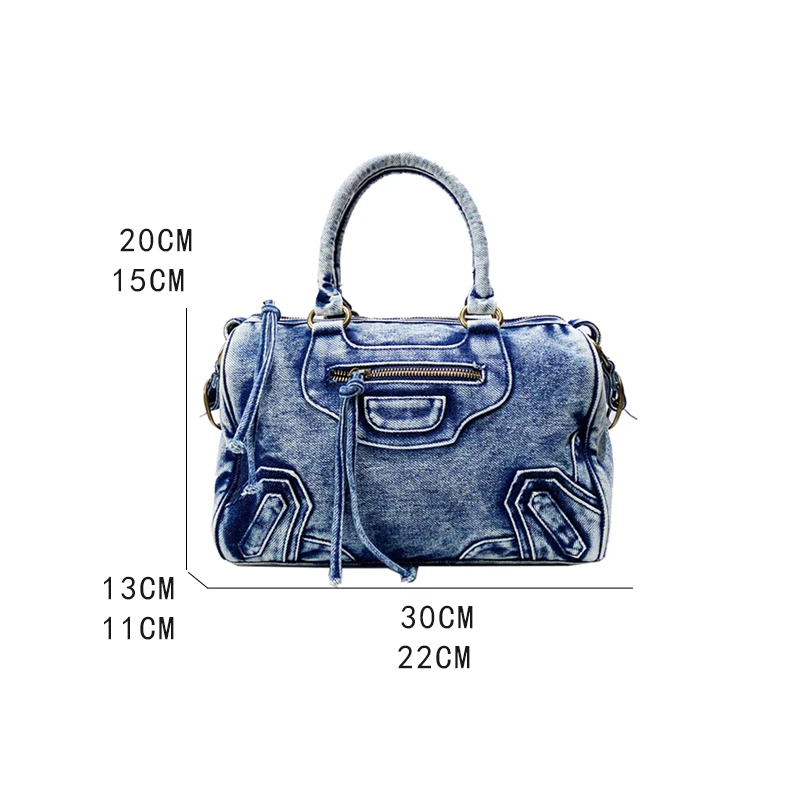 Everly Denim Crossbody Tasche mit verstellbarem Gurt und Reißfach