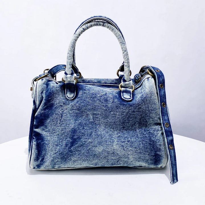 Everly Denim Crossbody Tasche mit verstellbarem Gurt und Reißfach
