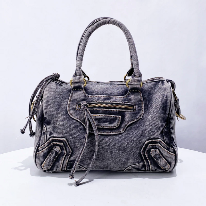 Everly Denim Crossbody Tasche mit verstellbarem Gurt und Reißfach