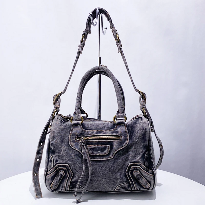 Everly Denim Crossbody Tasche mit verstellbarem Gurt und Reißfach