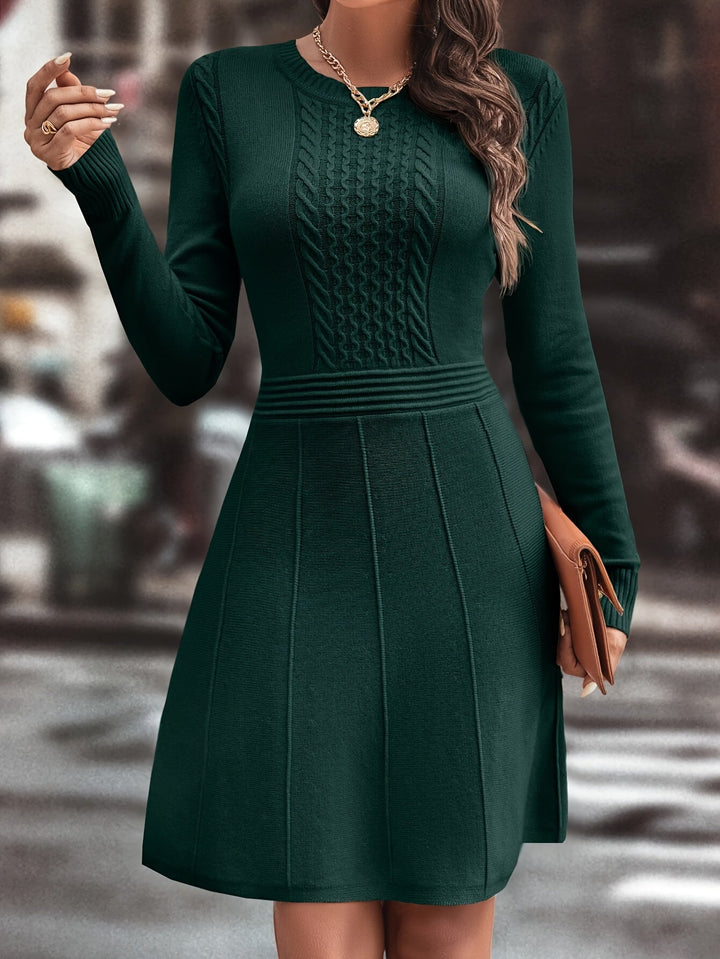 Kira | Damen Strickkleid dunkelbraun lang & stilvoll