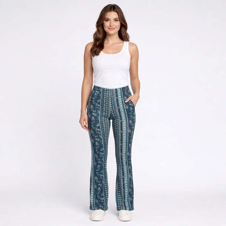 Elize | Slim Fit Schlaghosen mit Druck