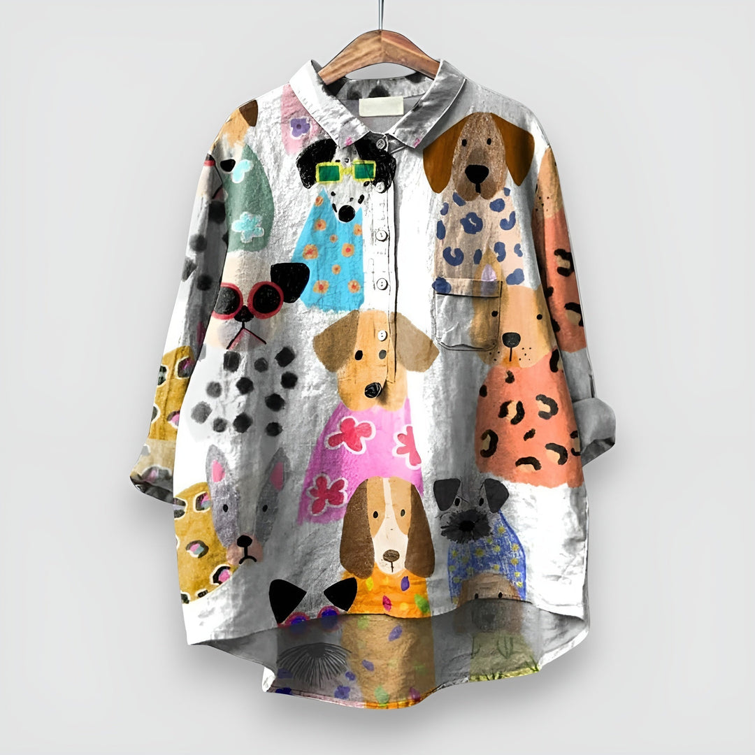 Ella | Verspielte Bluse mit Hundeprint