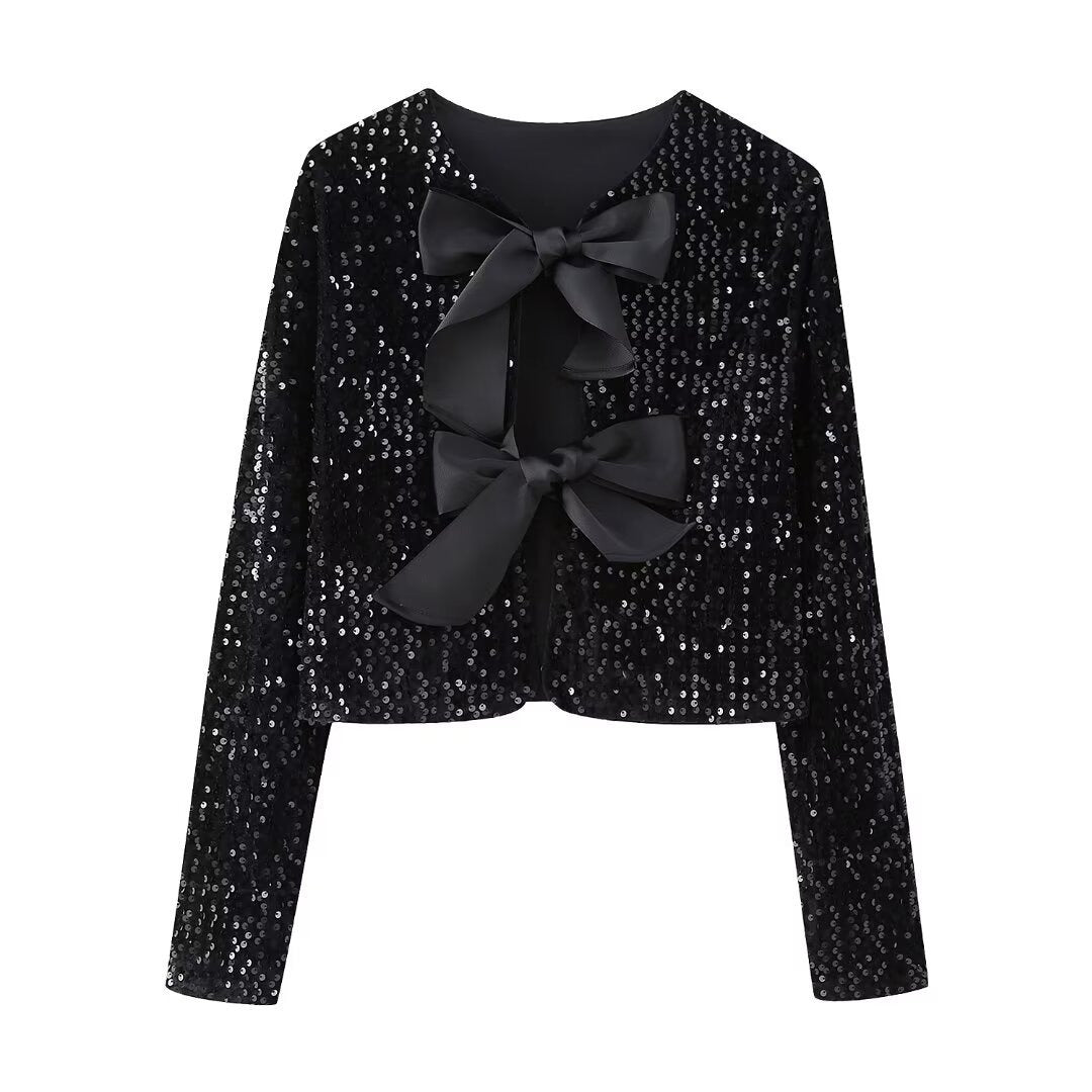 Anna | Cardigan mit Schleifen- und Pailletten-Details