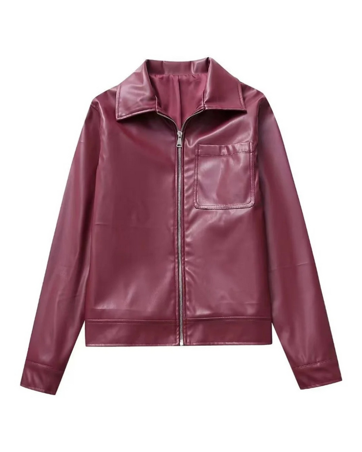Sophia | Luxuriöse rote Lederjacke für den Herbsttrend