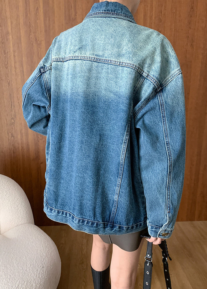 Jeansjacke | Blau mit Kragen & Knopftaschen