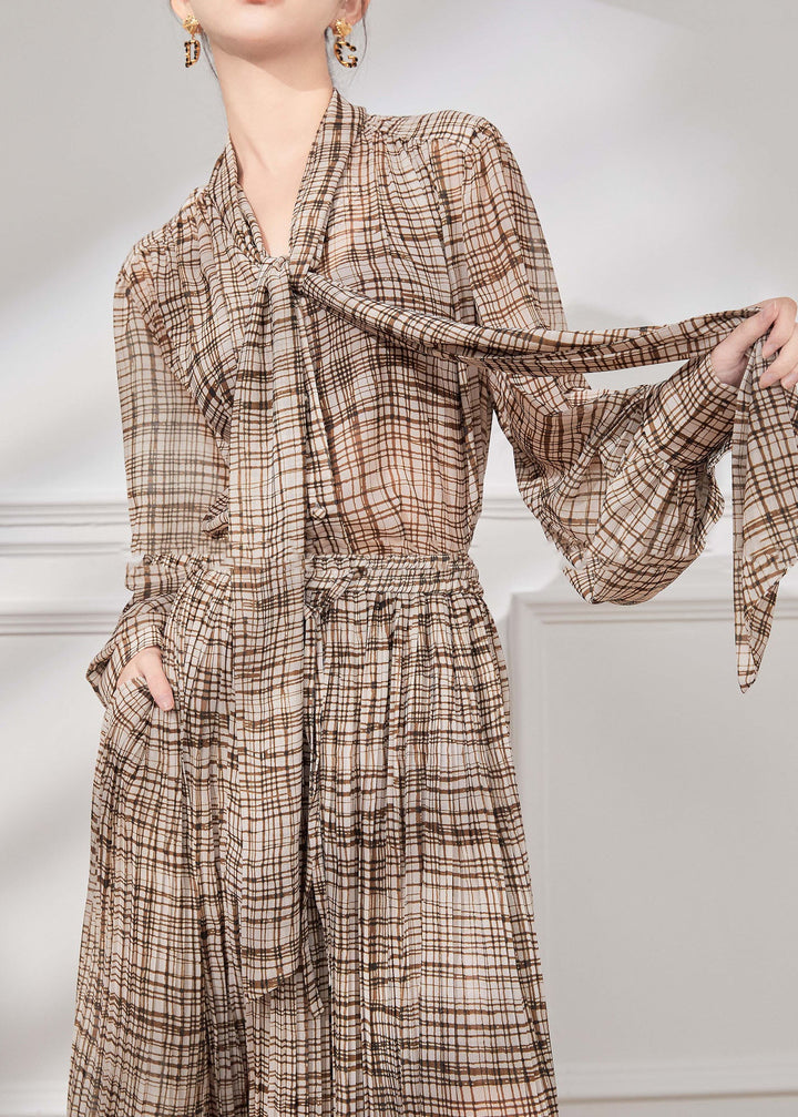 Herbstliches Zweiteiler-Set aus Chiffon mit Schleife
