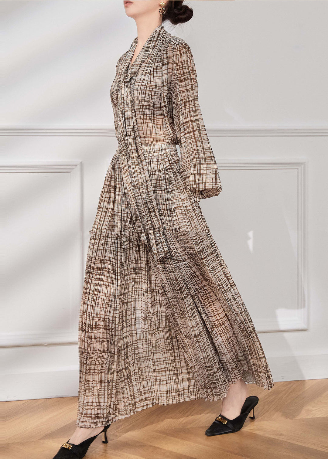 Herbstliches Zweiteiler-Set aus Chiffon mit Schleife