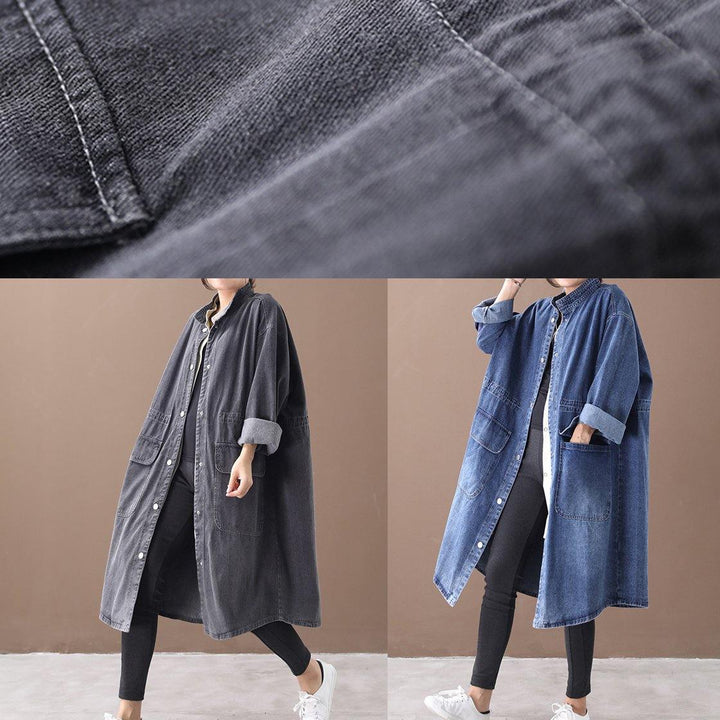 French Denim | Mantel in Plus Size mit Kordelzug und Stehkragen