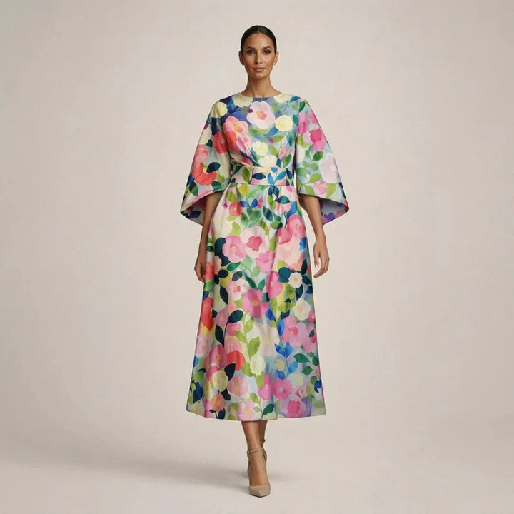 Clara | Schickes Midi Kleid Damen Blumen Look