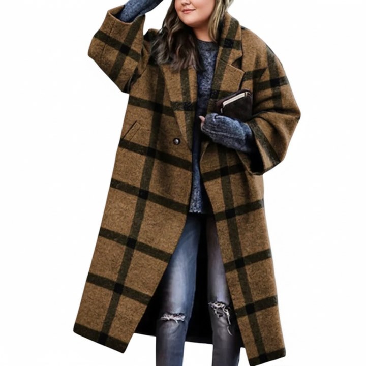 Paula | Damen Wollmantel lang große Größen modern
