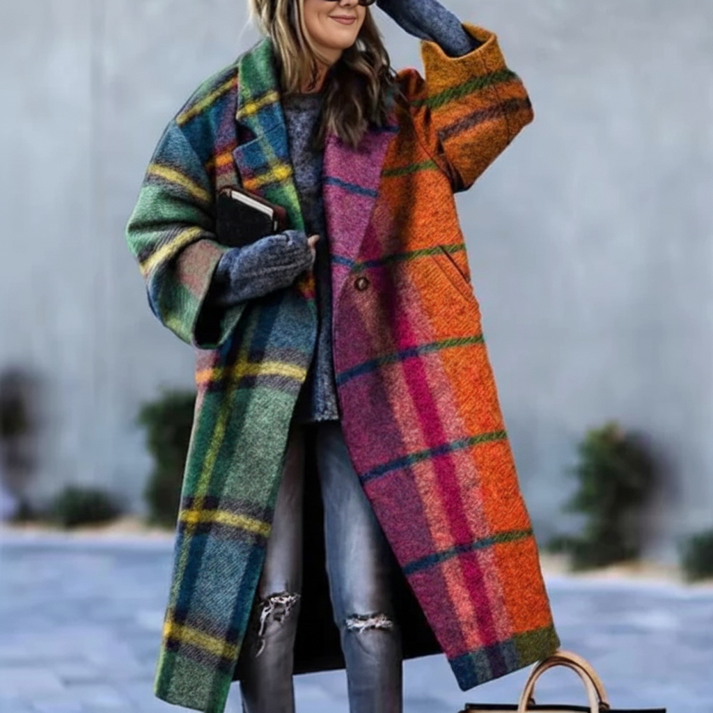 Paula | Damen Wollmantel lang große Größen modern