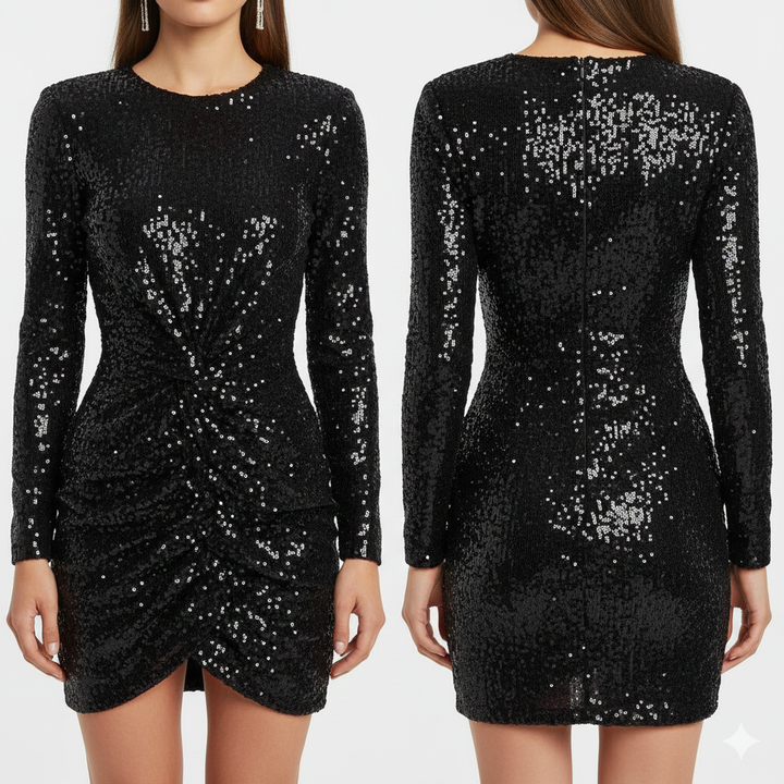 Mara | Elegantes Damenkleid mit feinen schwarzen Pailletten