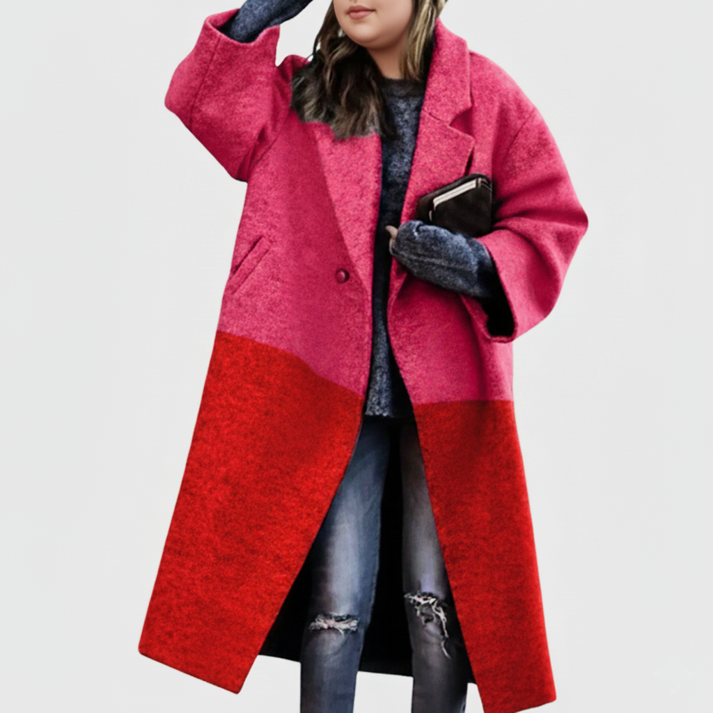 Paula | Damen Wollmantel lang große Größen modern