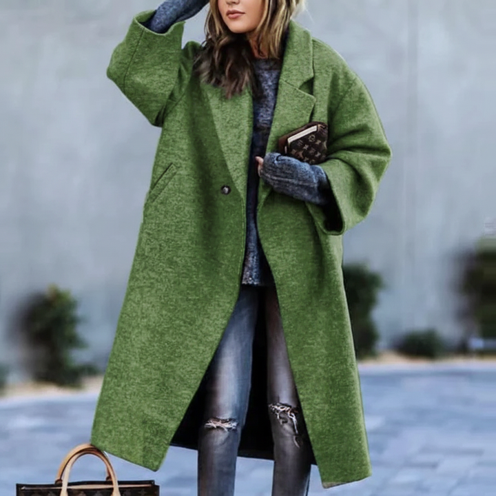Paula | Damen Wollmantel lang große Größen modern