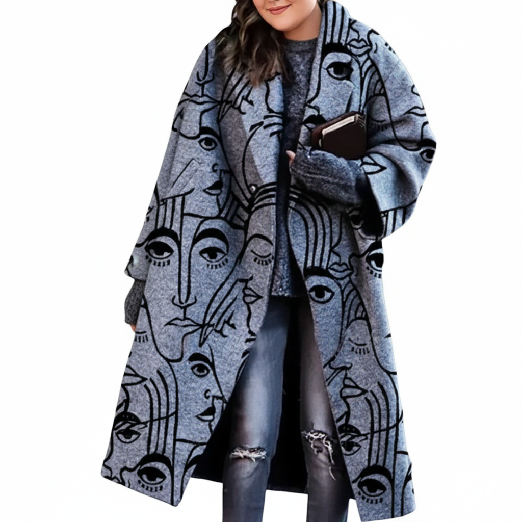 Paula | Damen Wollmantel lang große Größen modern
