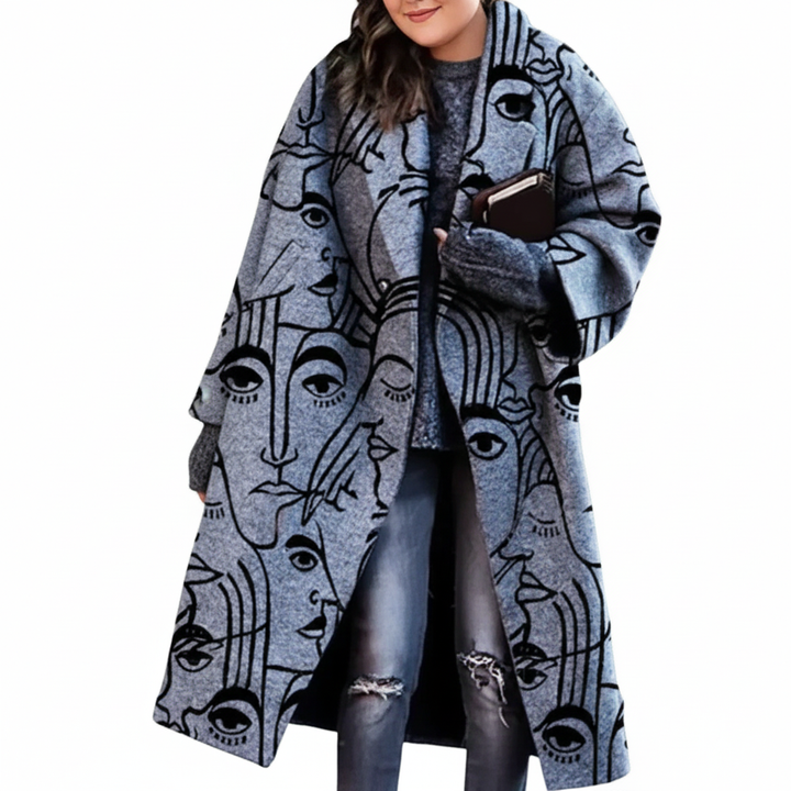 Paula | Damen Wollmantel lang große Größen modern