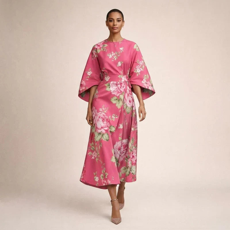 Clara | Schickes Midi Kleid Damen Blumen Look