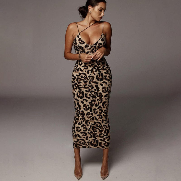 Leoparden | Midikleid mit wildem Print für sommerliche Eleganz