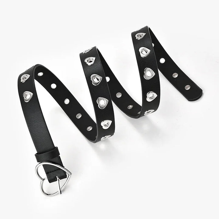 Silberner Herz | Ledergürtel mit stilvoller Metallschnalle